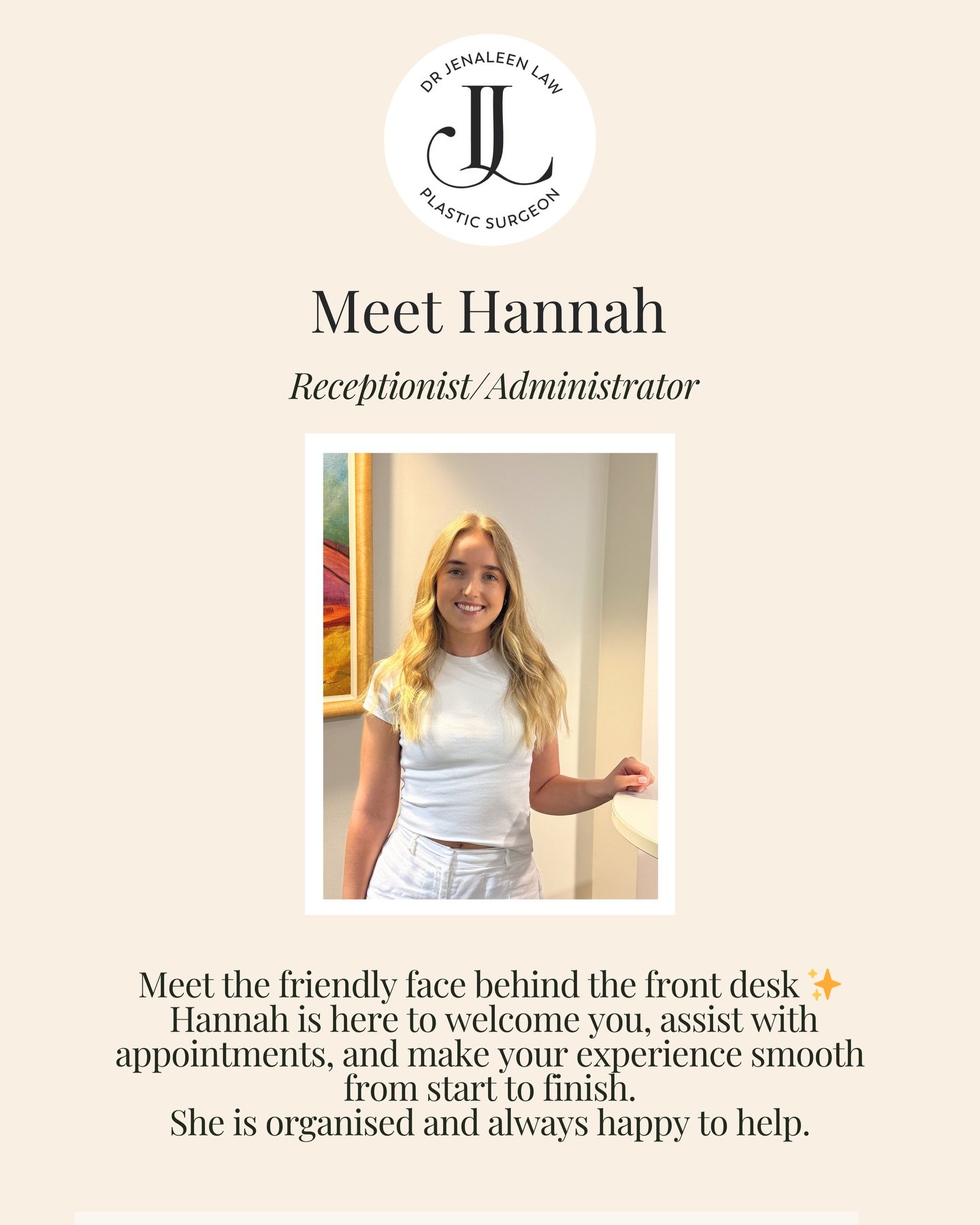 Meet the friendly face behind the front desk at Darlinghurst and Bankstown ? 

Dr Jenaleen Law
Specialist Plastic &